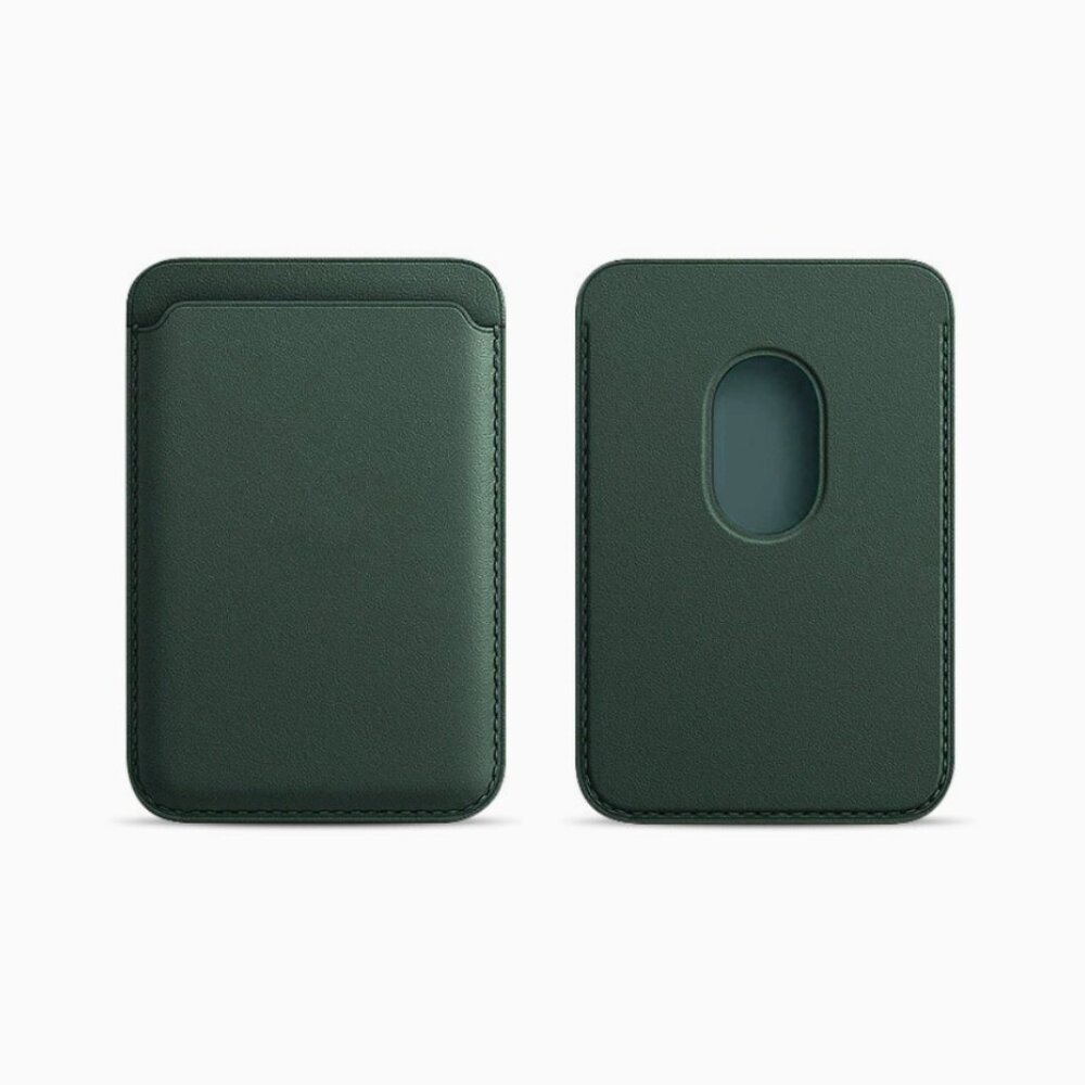 Strong Magnetic MagSafe PU Leather Wallet Card Holder for iPhone  Olive green
